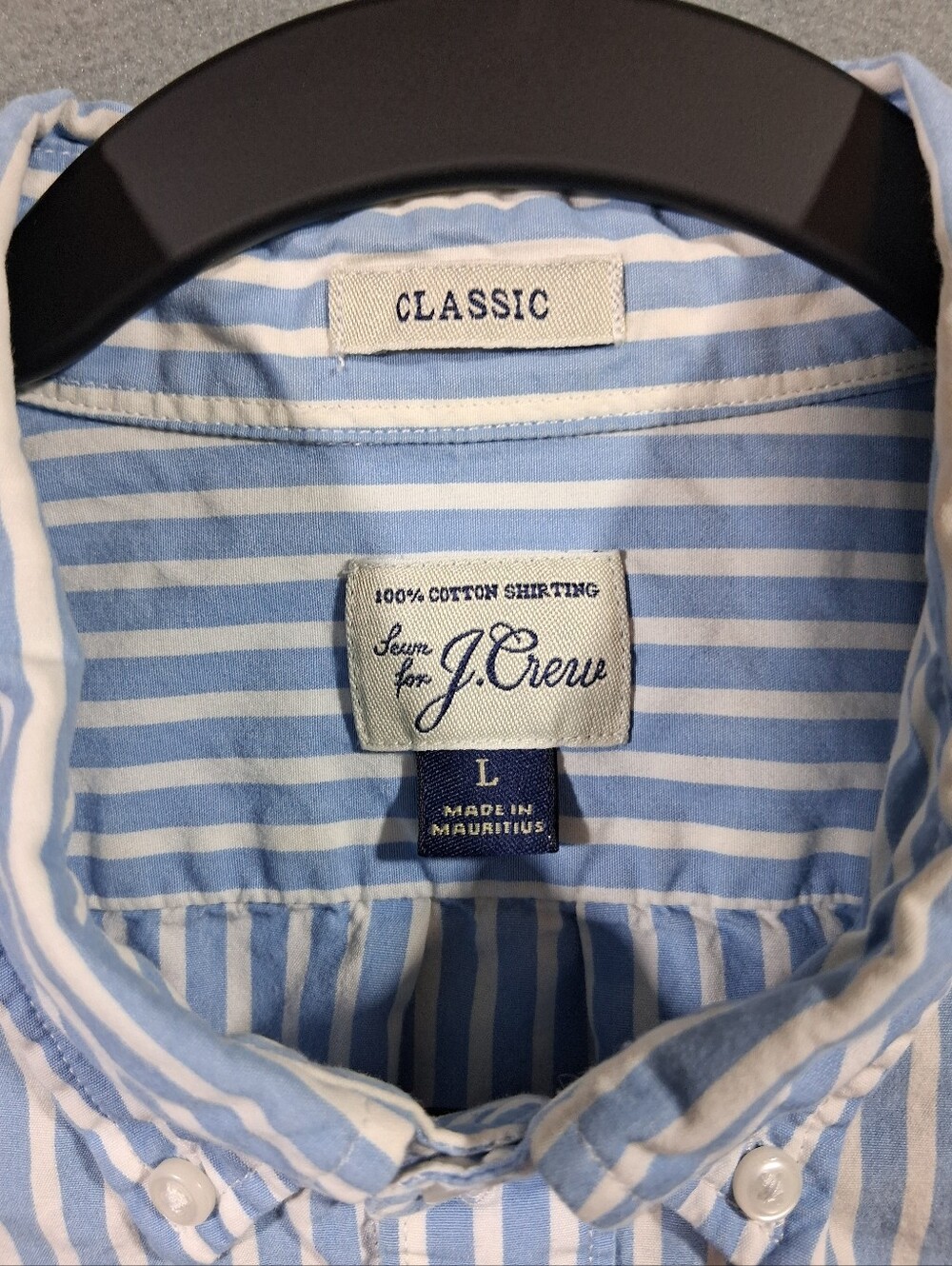 Mens Large J. Crew Classic Button-Down Blue/White Stripe Preppy Office - Picture 2 of 4